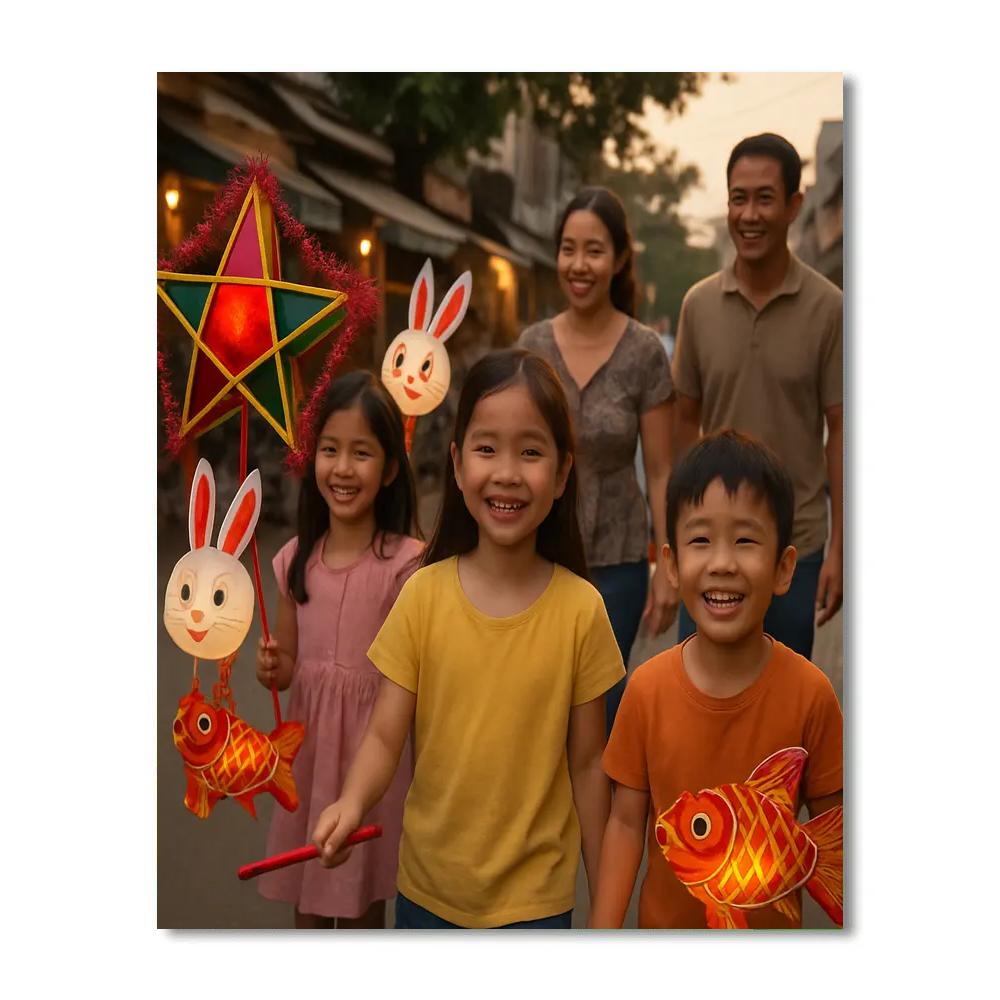 Tet Trung Thu Children Lanterns Number painting