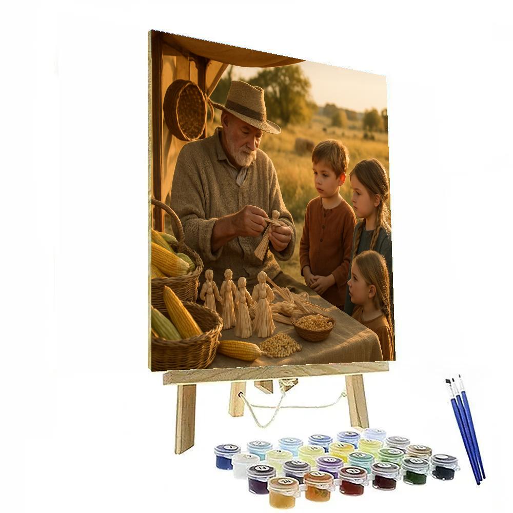 Harvest Festival Corn Husk Dolls paint by number