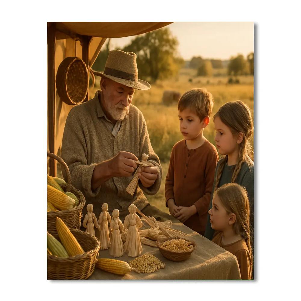 Harvest Festival Corn Husk Dolls paint by number