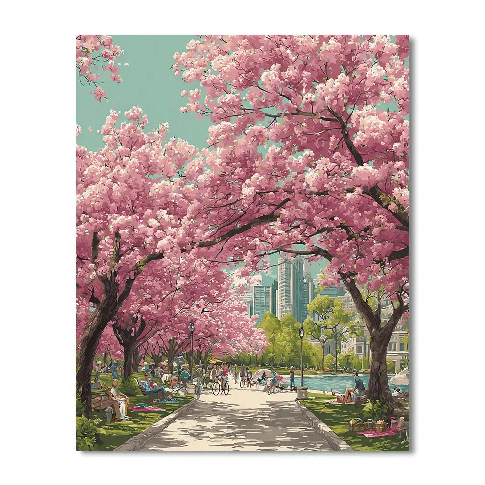 Yoyogi Park Cherry Blossoms Tokyo Japan Spring Paint by numbers kits