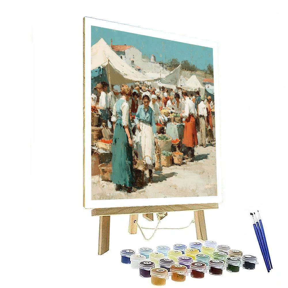 Camille Pissarro Inspired Village Market painting number kit
