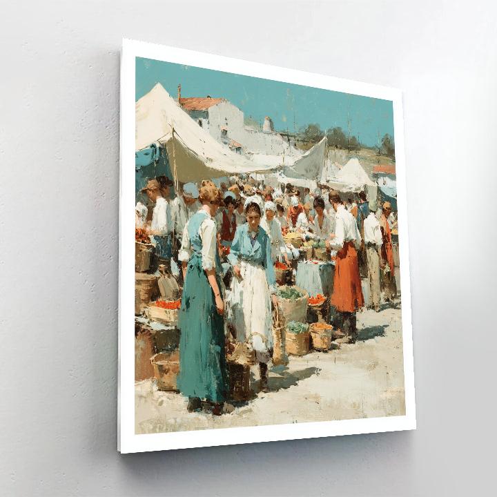 Camille Pissarro Inspired Village Market painting number kit