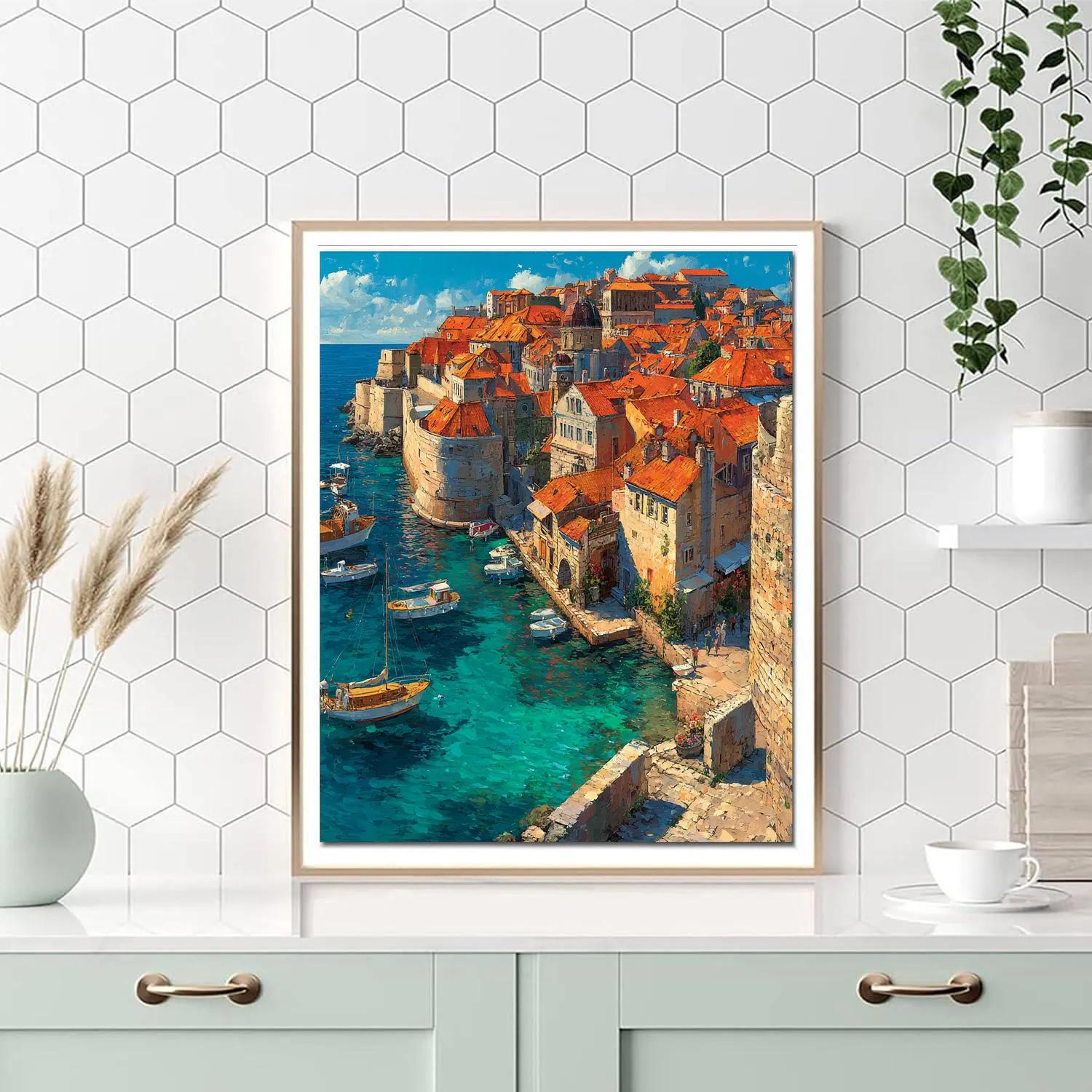 Old Quarter Waterfront Dubrovnik Croatia City Walls Number painting