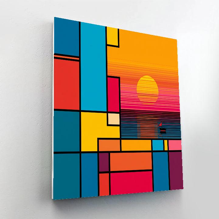 Piet Mondrian Inspired Geometric Sunset paint by number