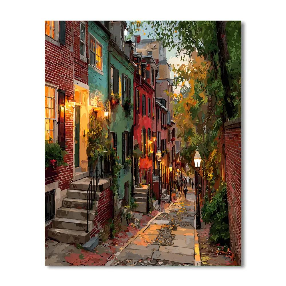 Beacon Hill Narrow Lanes Boston United States paint by color