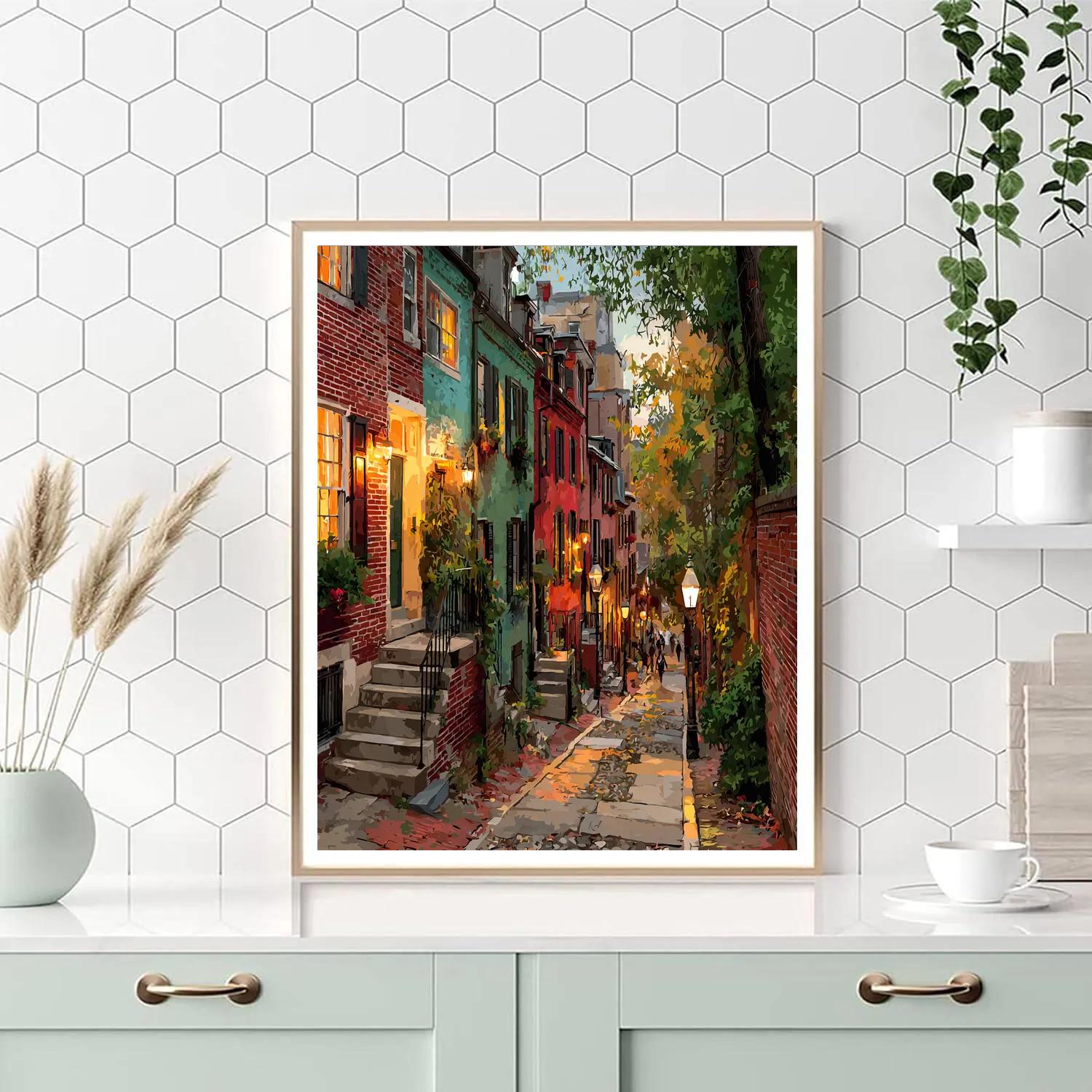 Beacon Hill Narrow Lanes Boston United States paint by color