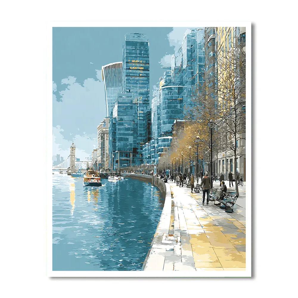 Canary Wharf Riverside Walk London United Kingdom Numbered painting kits
