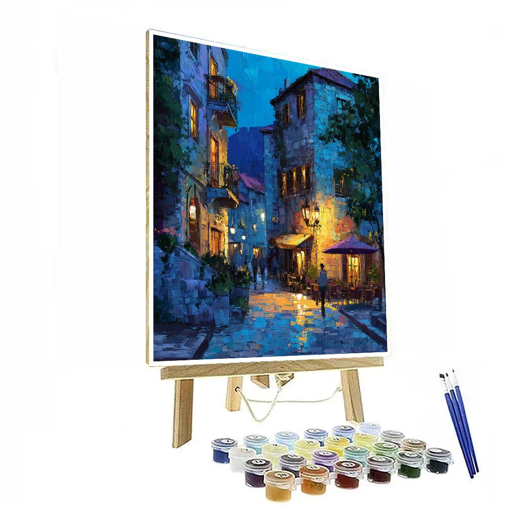 Old Montreal Stone Streets Canada Evening Lights paint by numbers