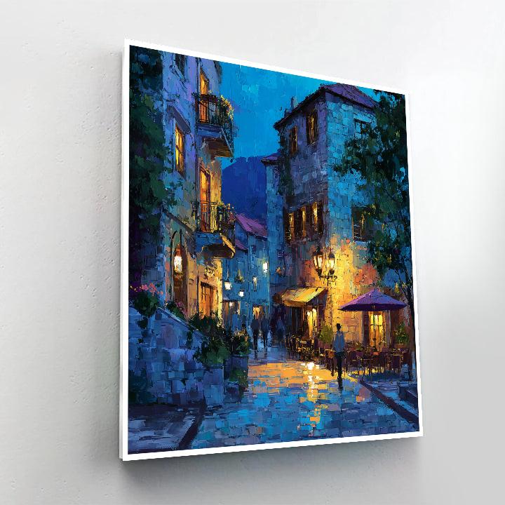Old Montreal Stone Streets Canada Evening Lights paint by numbers