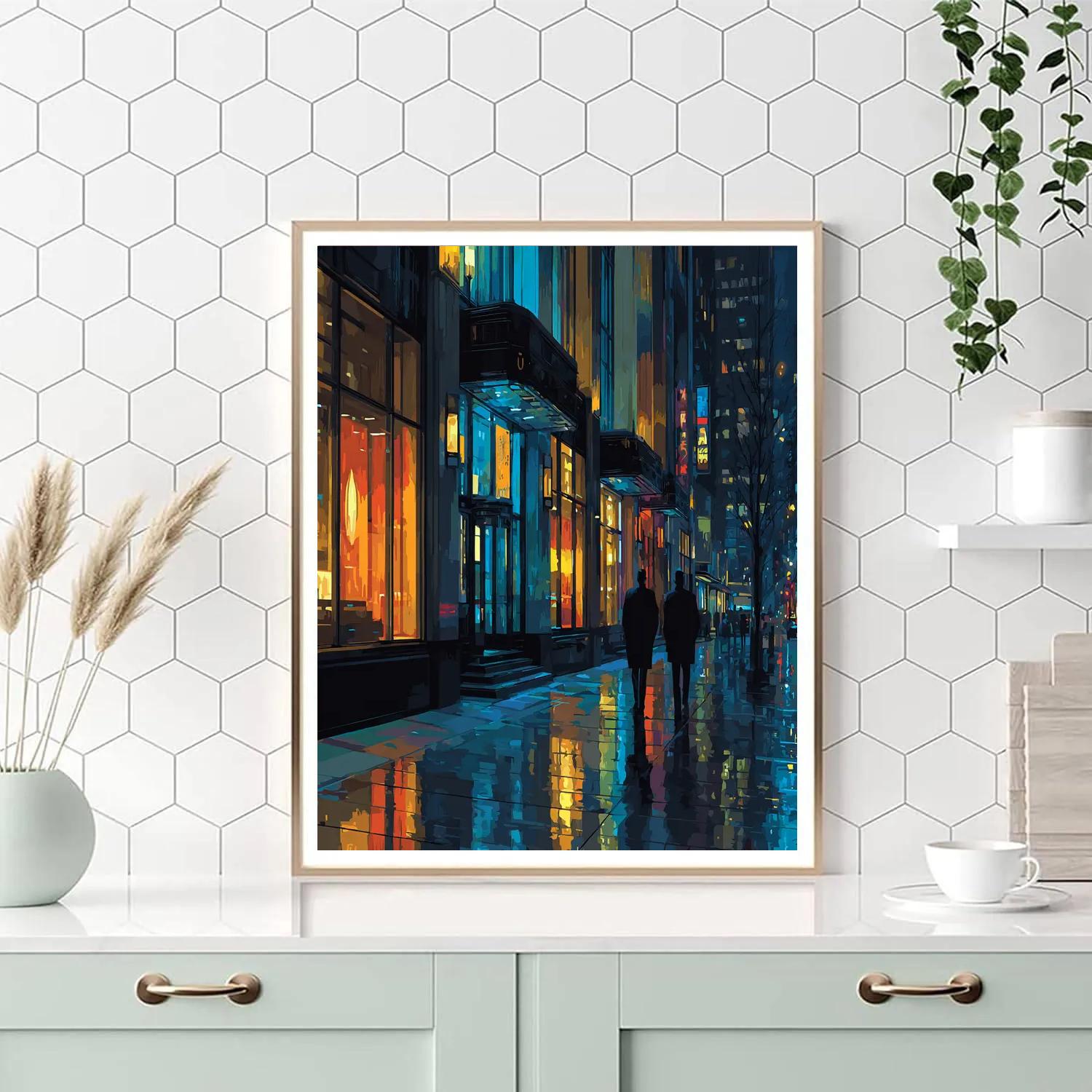 Ginza Shopping Street Night Tokyo Japan Neon Numbered painting kits