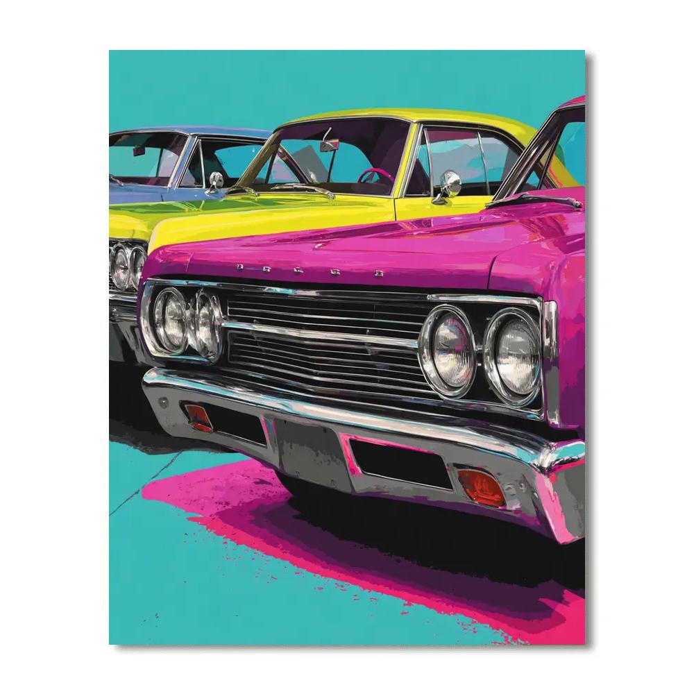 Andy Warhol Inspired Vintage Cars paint by numbers