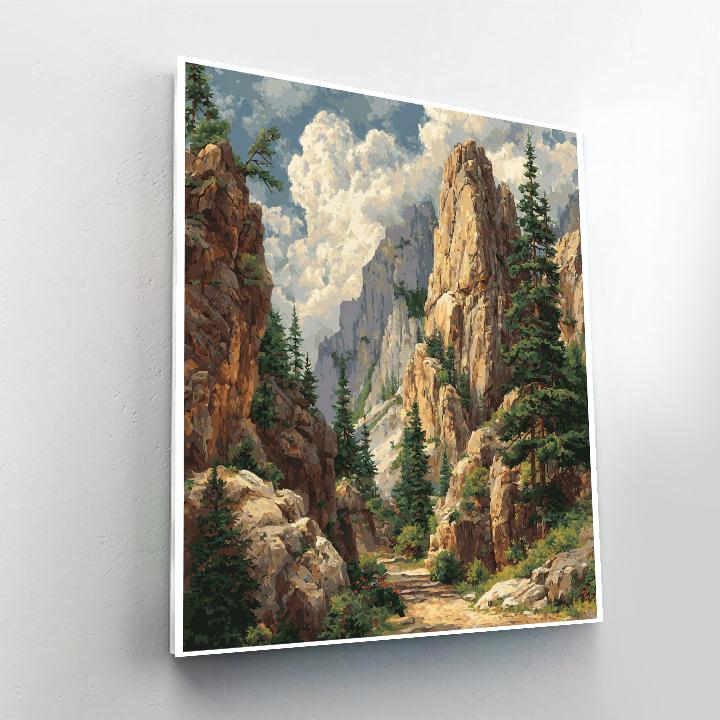 Gustave Courbet Inspired Mountain Landscape paint by numbers