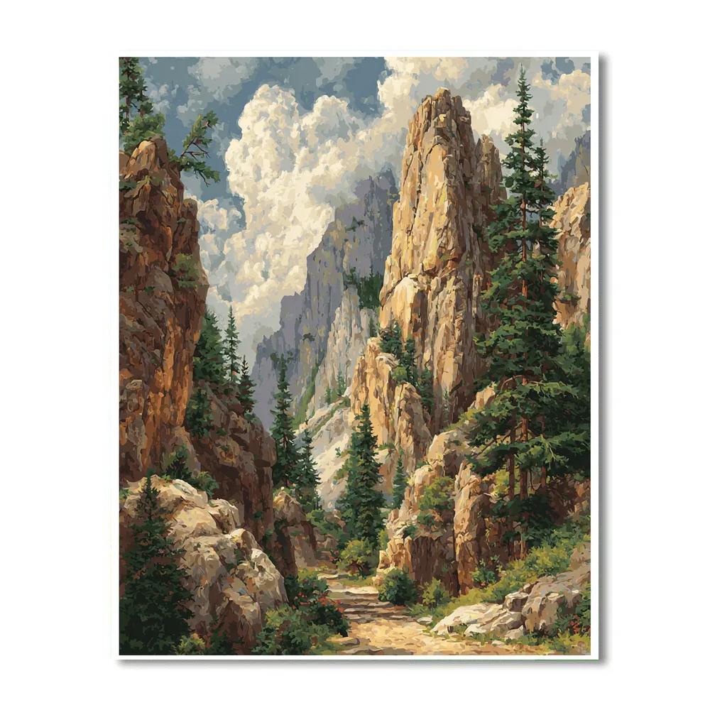 Gustave Courbet Inspired Mountain Landscape paint by numbers