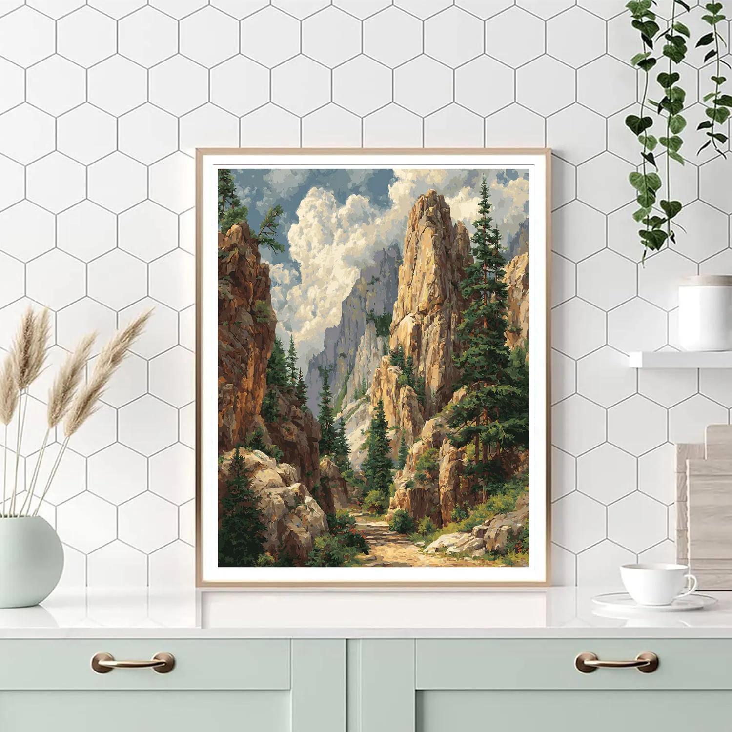 Gustave Courbet Inspired Mountain Landscape paint by numbers