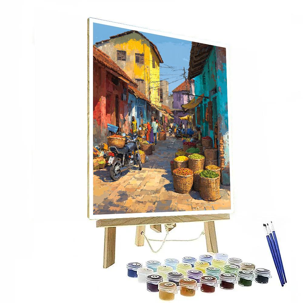 Vibrant Street Market Accra Ghana Coastal District Paint by numbers art