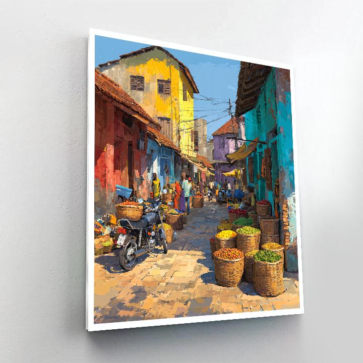 Vibrant Street Market Accra Ghana Coastal District Paint by numbers art