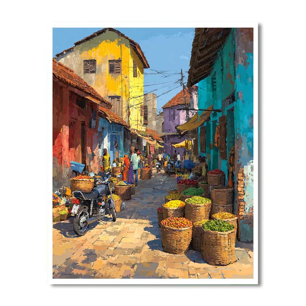 Vibrant Street Market Accra Ghana Coastal District Paint by numbers art