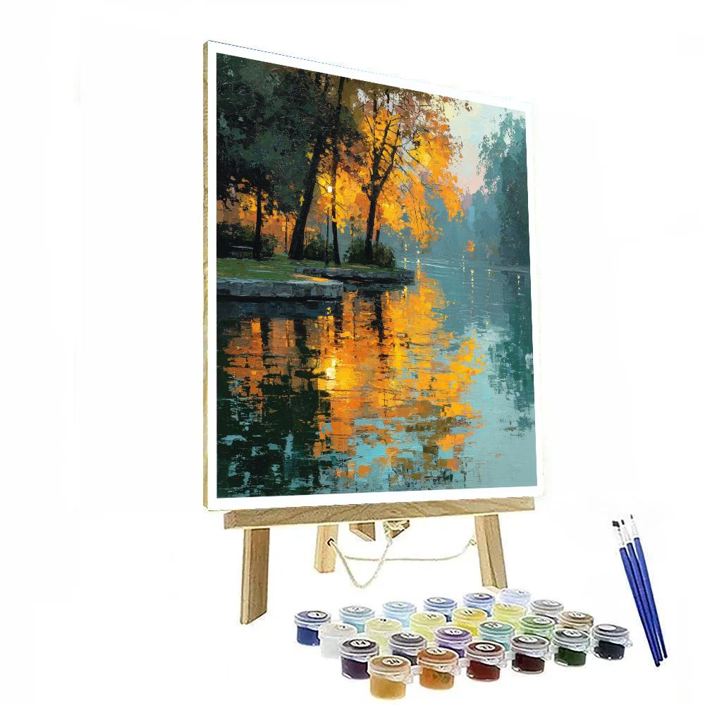 Monet Inspired Autumn Lakeside paint by number