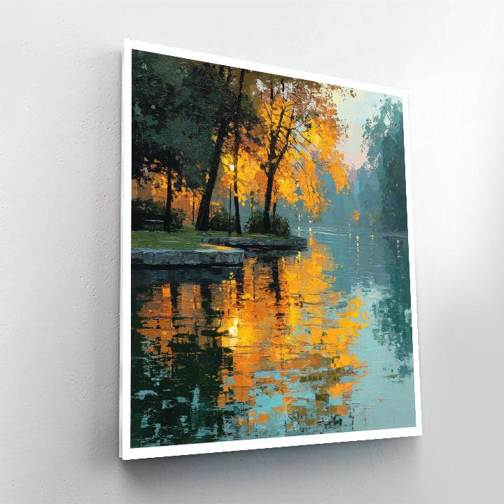 Monet Inspired Autumn Lakeside paint by number