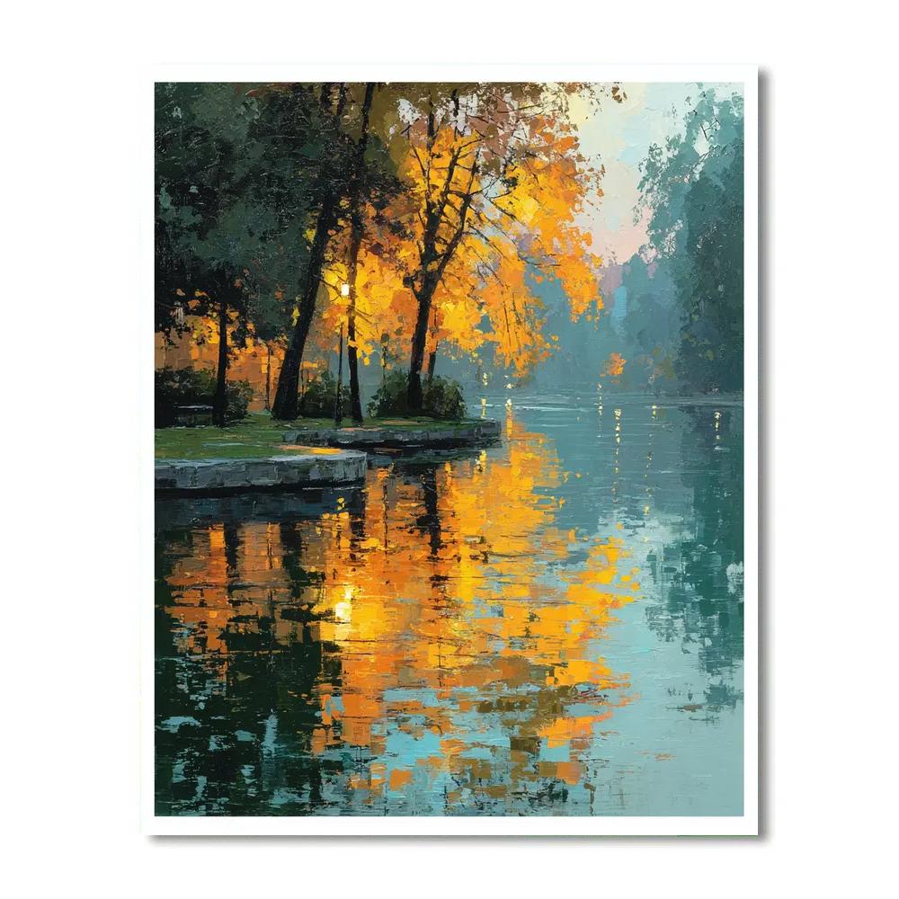Monet Inspired Autumn Lakeside paint by number