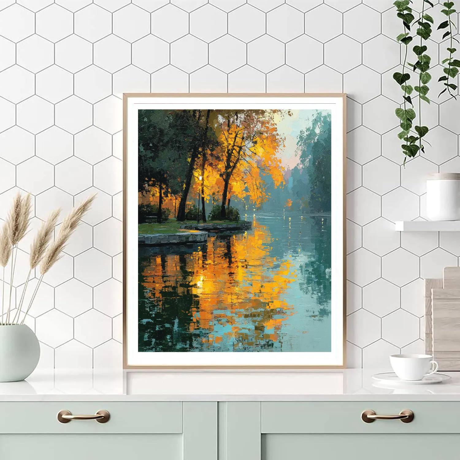 Monet Inspired Autumn Lakeside paint by number