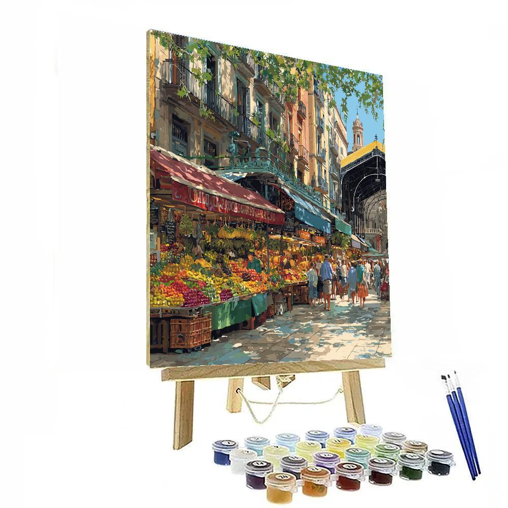 Vibrant Market Scene At La Boqueria Barcelona Spain Paint by numbers art