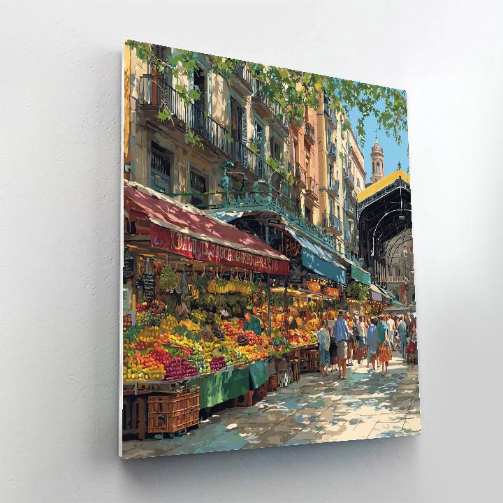 Vibrant Market Scene At La Boqueria Barcelona Spain Paint by numbers art