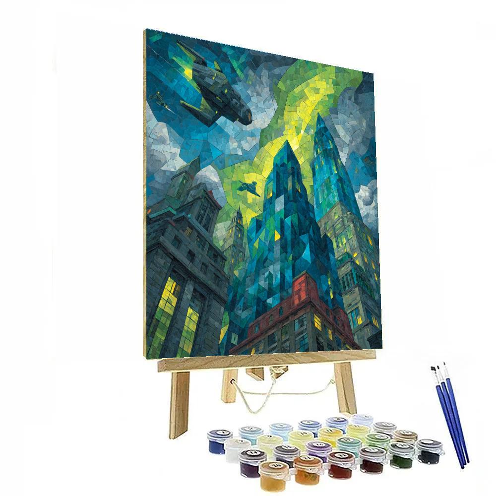 Picasso Inspired Futuristic Cityscape DIY paint by numbers