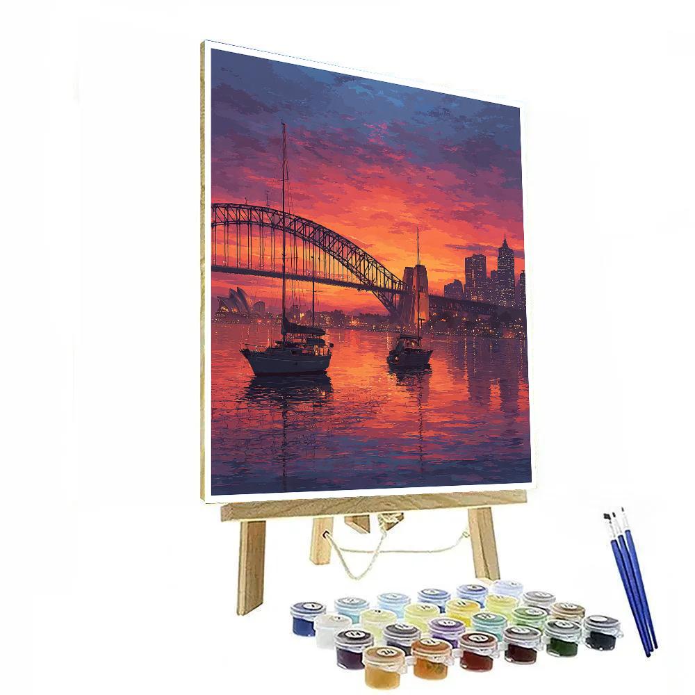 Sunset Over Sydney Harbour Bridge Australia Paint by numbers art