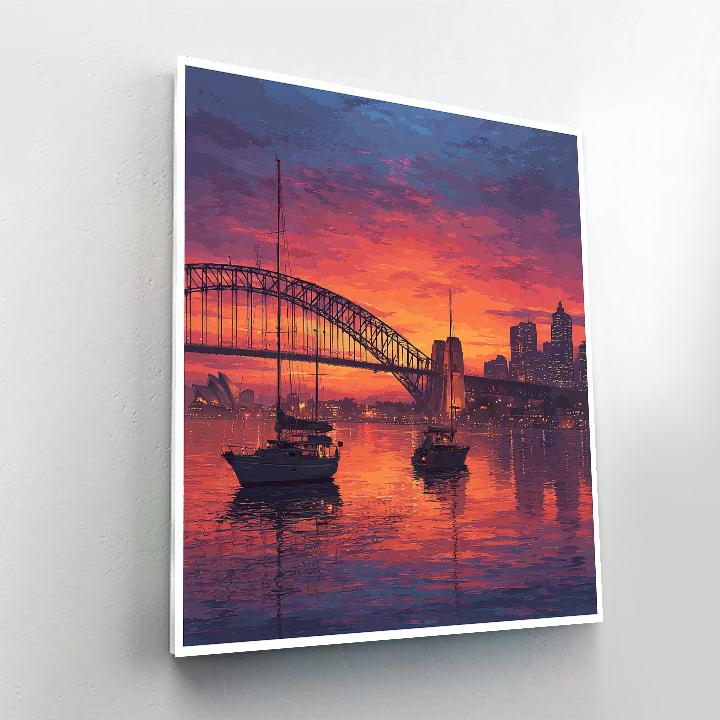 Sunset Over Sydney Harbour Bridge Australia Paint by numbers art