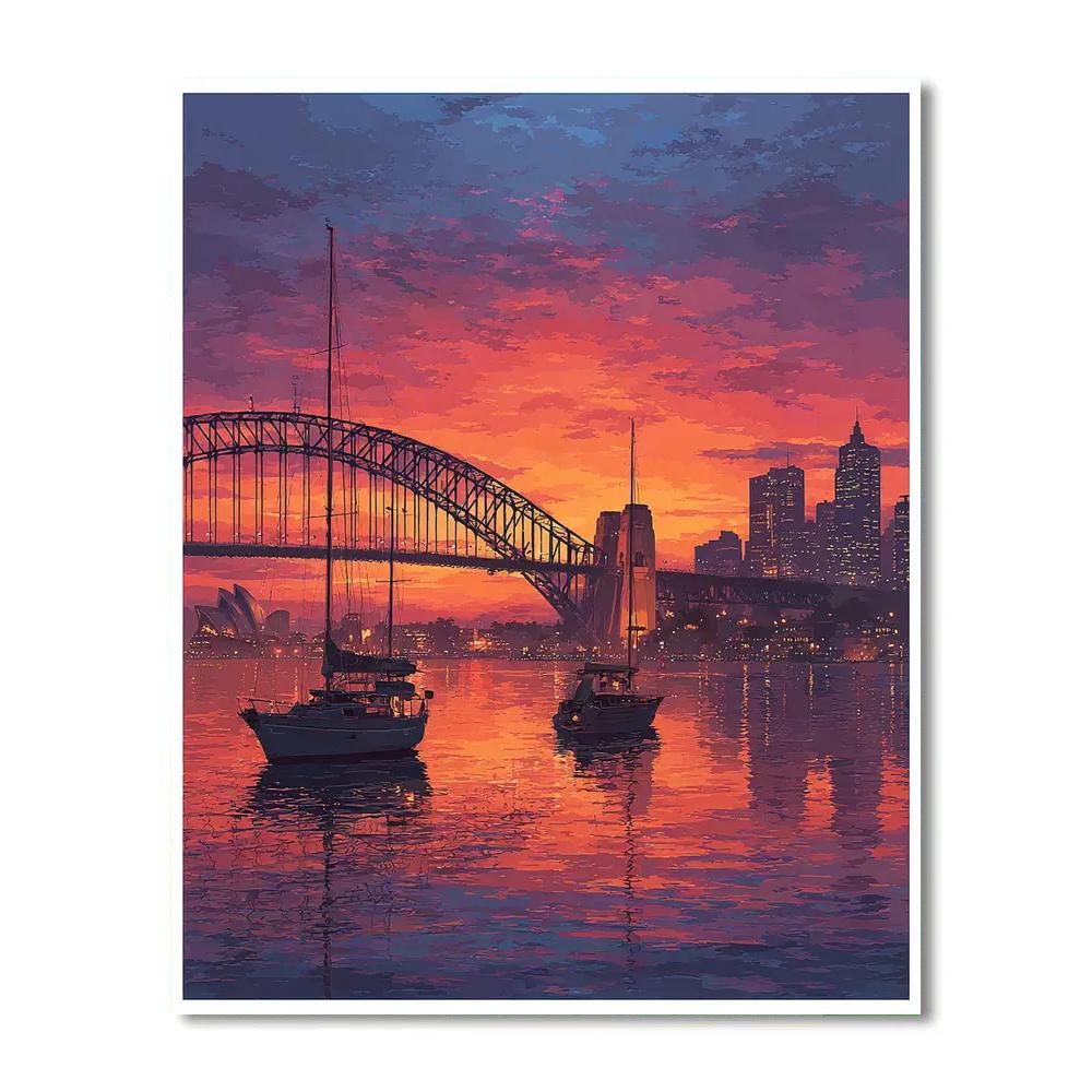 Sunset Over Sydney Harbour Bridge Australia Paint by numbers art