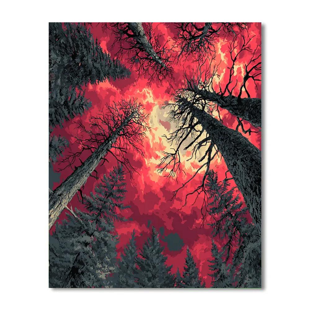 Edvard Munch Inspired Lonely Forest paint by color