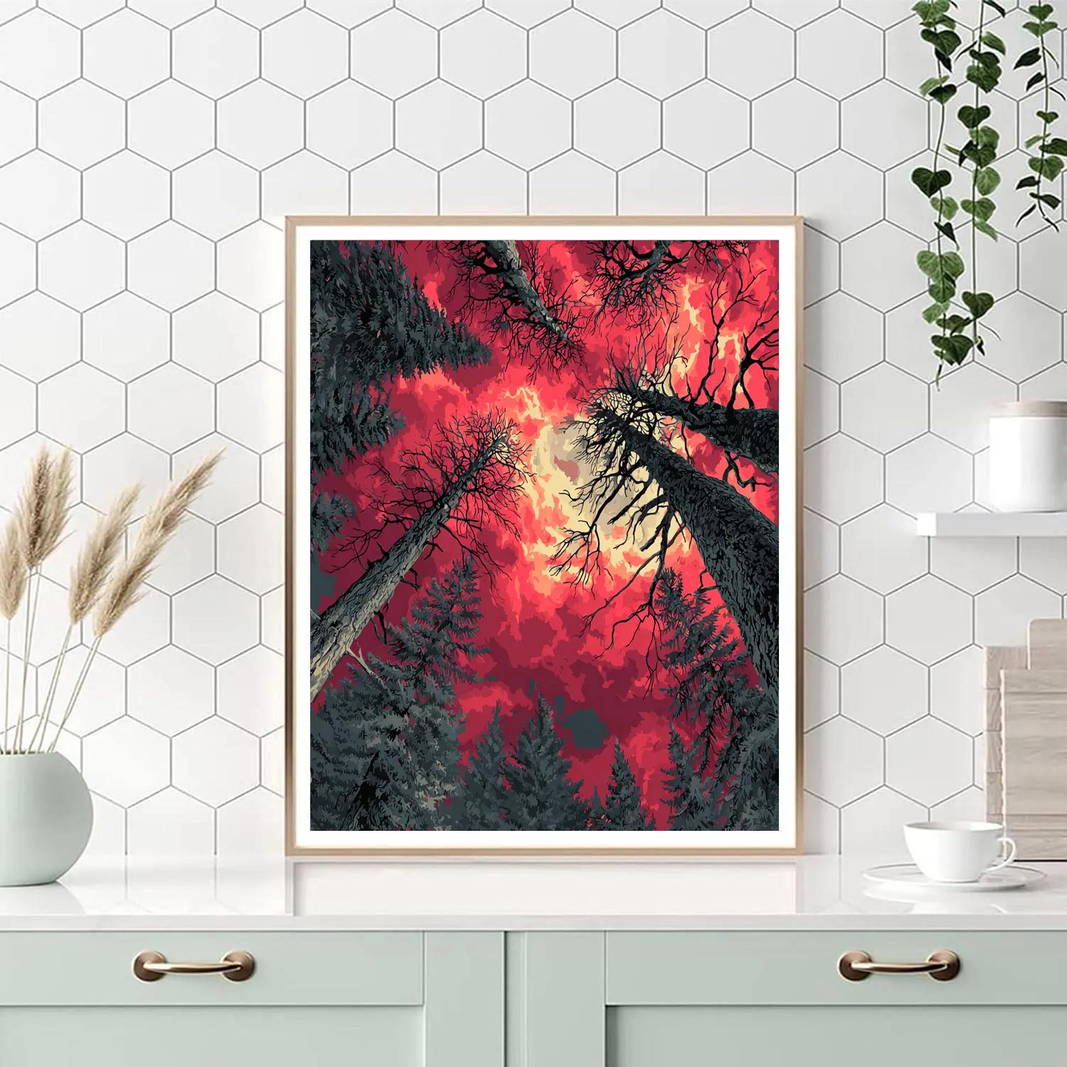 Edvard Munch Inspired Lonely Forest paint by color