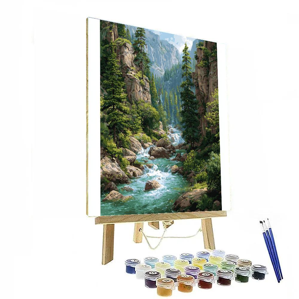 Gustave Courbet Inspired Mountain River painting number kit