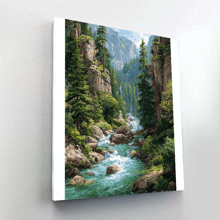 Gustave Courbet Inspired Mountain River painting number kit