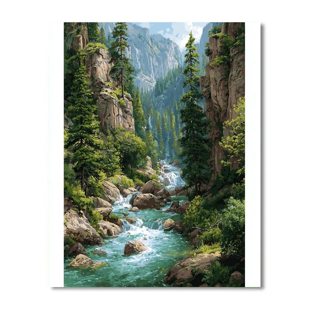 Gustave Courbet Inspired Mountain River painting number kit