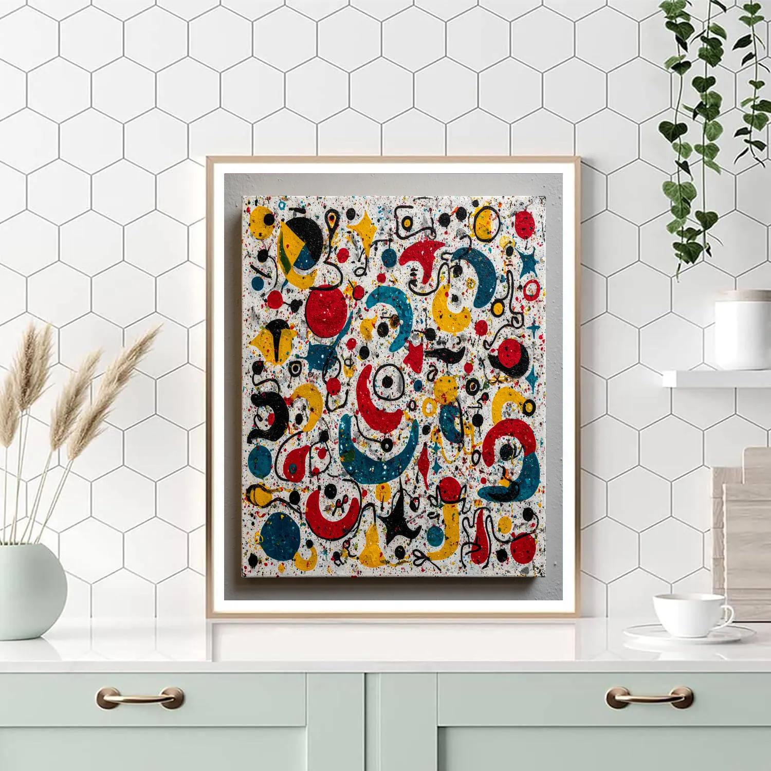 Joan Miró Inspired Celestial Dance Number painting