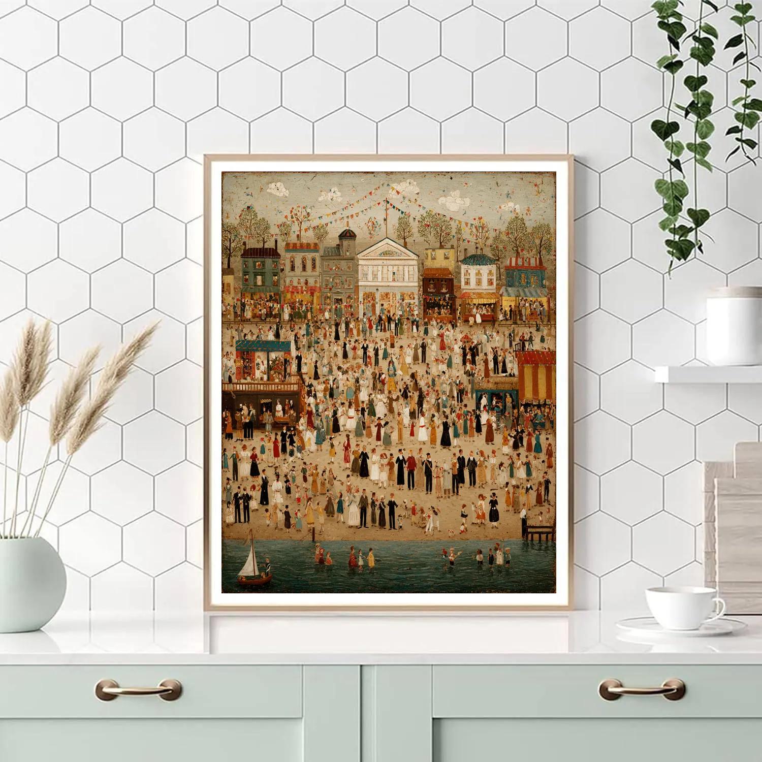 Stanley Spencer Inspired Village Festival DIY paint by numbers