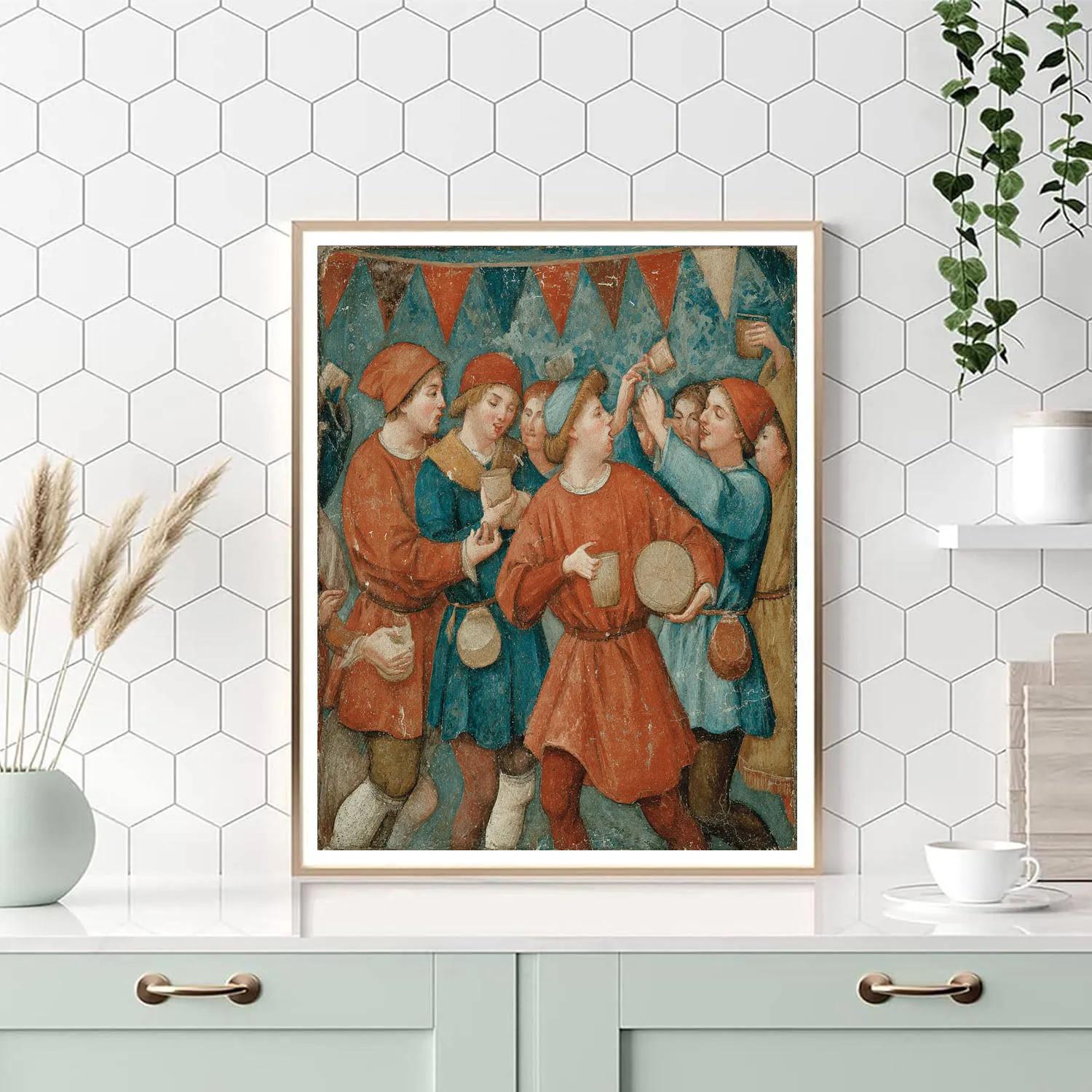Giotto Inspired Medieval Celebration paint by color