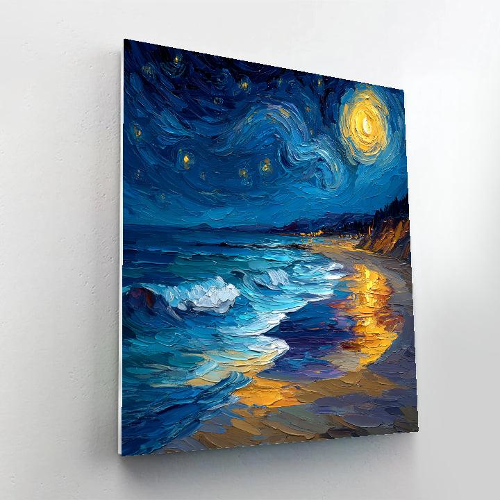 Van Gogh Inspired Starry Beach Numbered painting kits