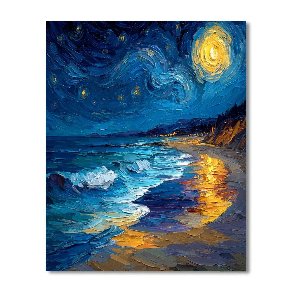 Van Gogh Inspired Starry Beach Numbered painting kits