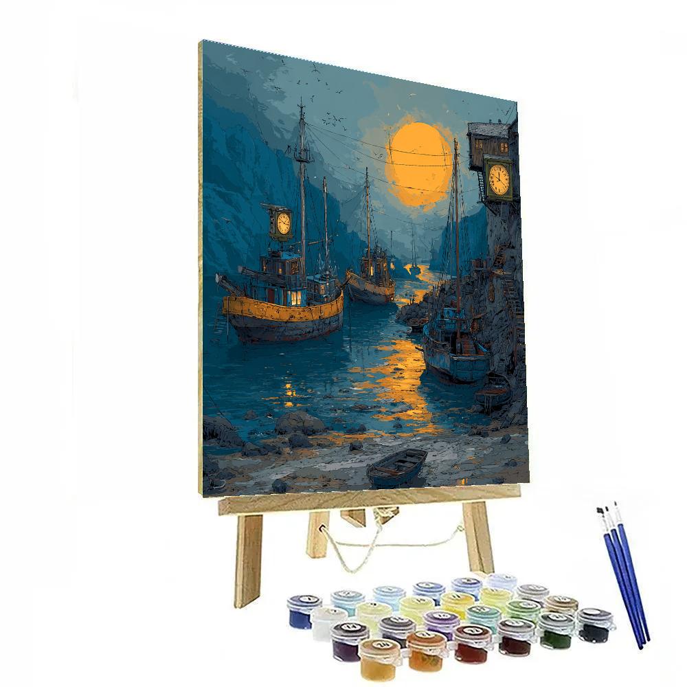 Salvador Dali Inspired Melting Clock Harbor Numbered painting kits