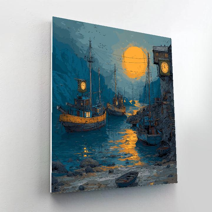Salvador Dali Inspired Melting Clock Harbor Numbered painting kits