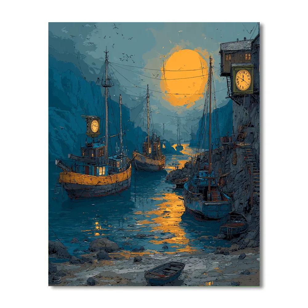 Salvador Dali Inspired Melting Clock Harbor Numbered painting kits