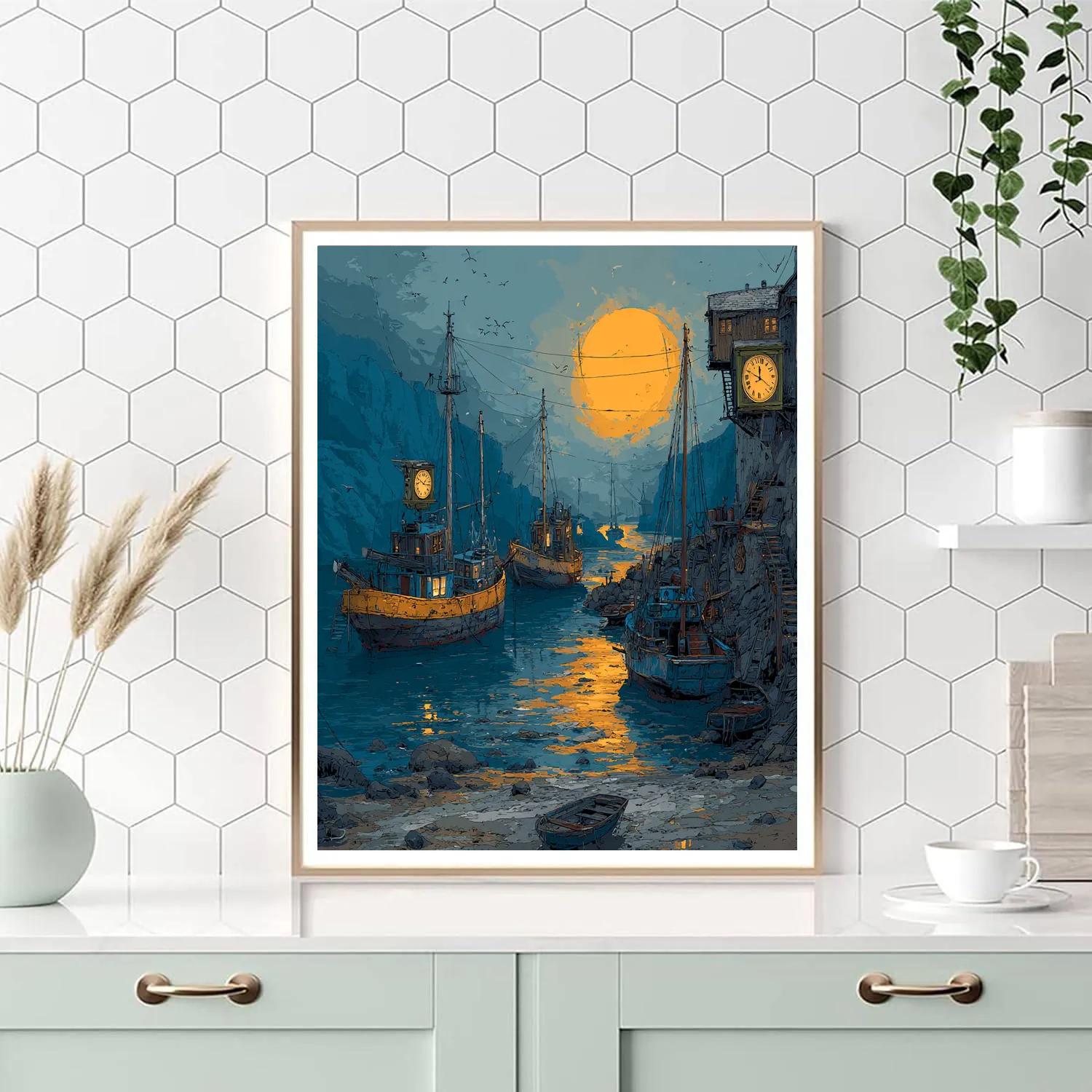 Salvador Dali Inspired Melting Clock Harbor Numbered painting kits