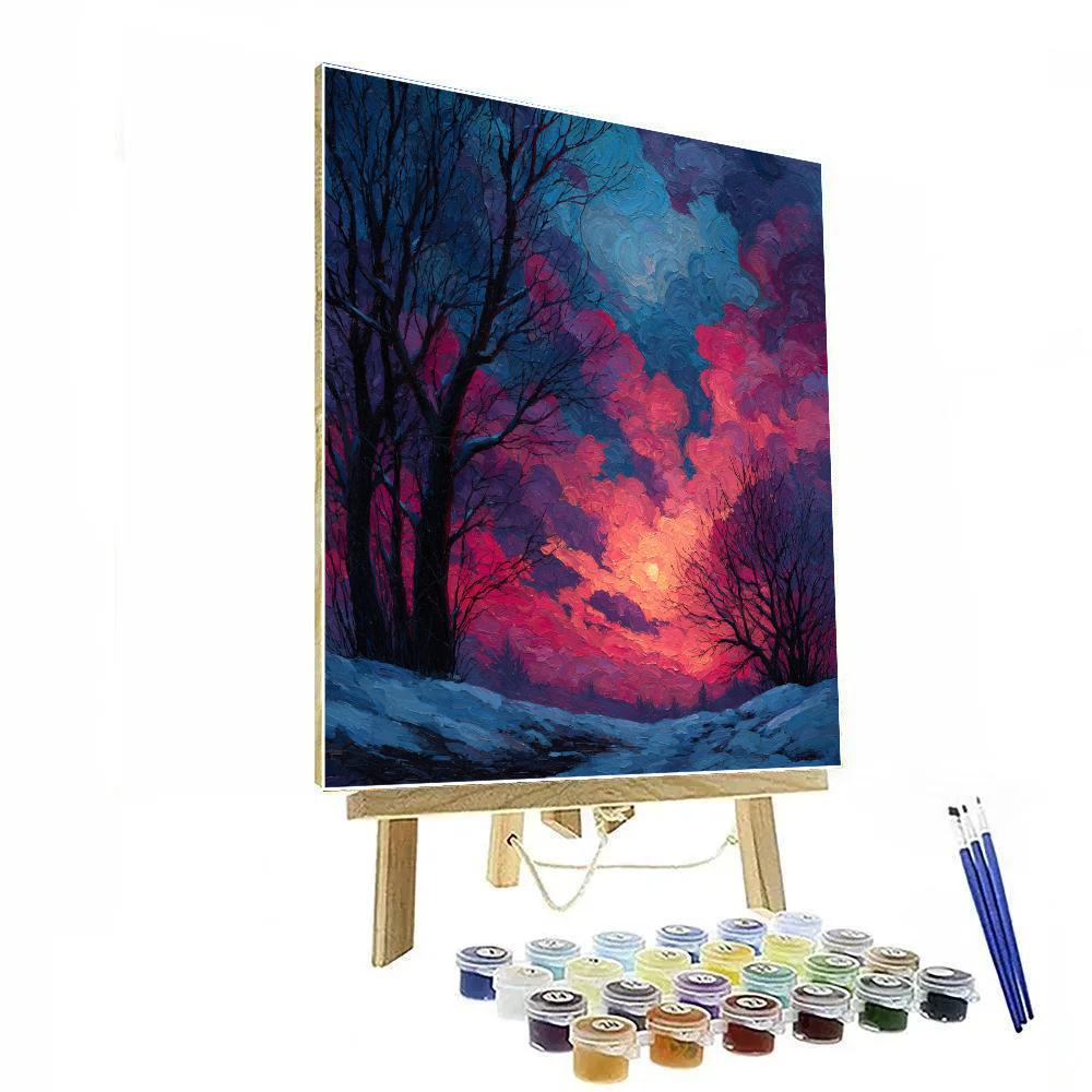 Edvard Munch Inspired Dusk Landscape paint by numbers