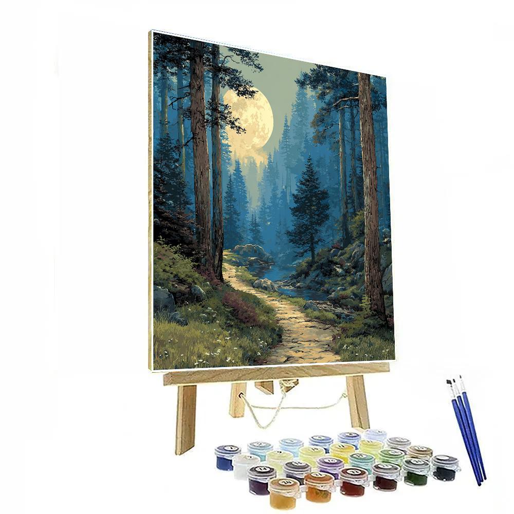 Caspar David Friedrich Inspired Moonlit Forest Path Number painting