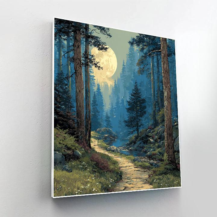 Caspar David Friedrich Inspired Moonlit Forest Path Number painting