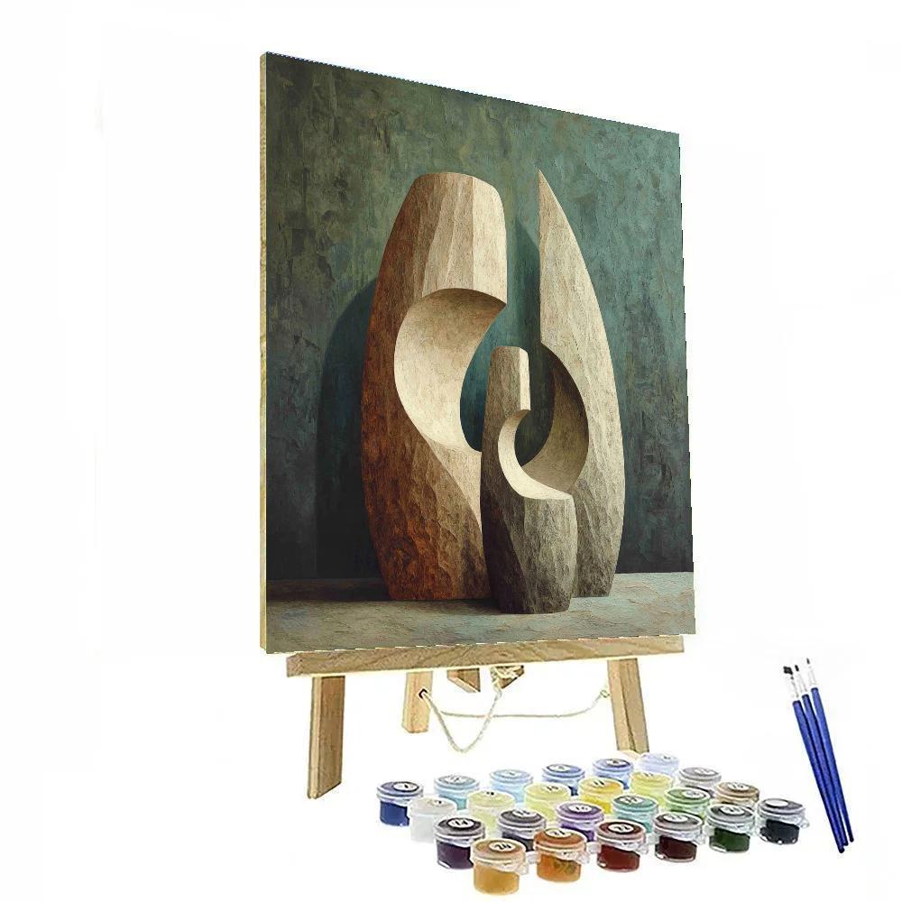 Barbara Hepworth Inspired Sculptural Forms paint by numbers