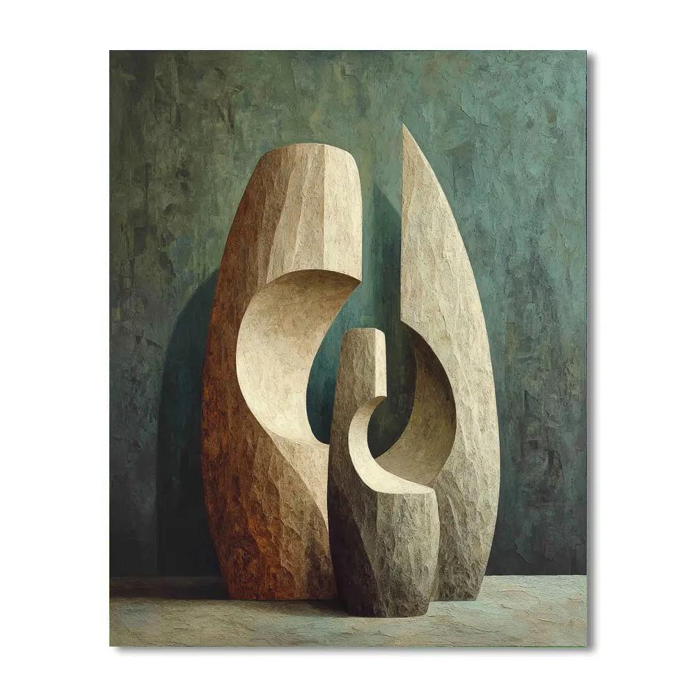 Barbara Hepworth Inspired Sculptural Forms paint by numbers